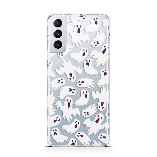Crowd of Ghosts with Transparent Background Samsung S21 Plus Phone Case