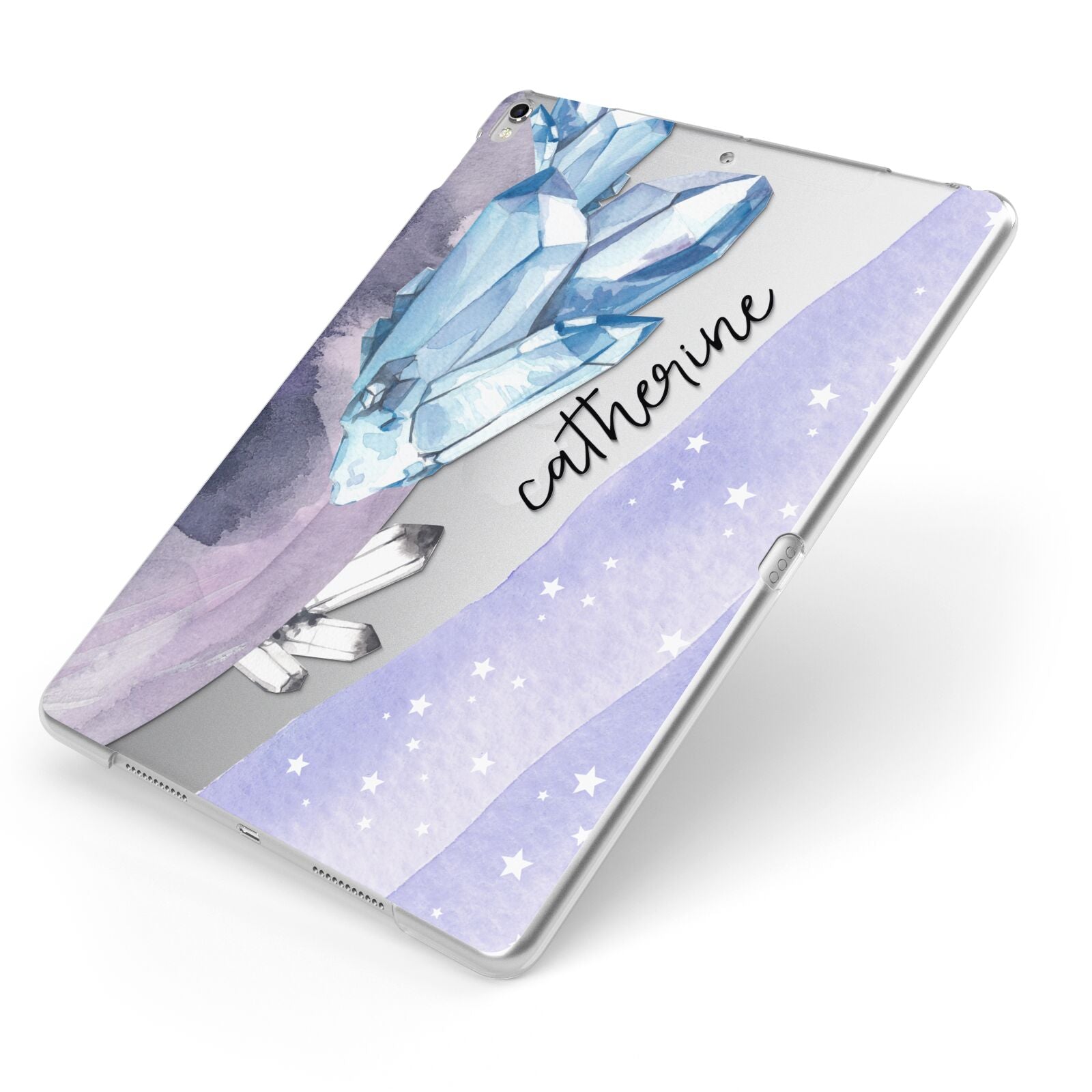 Crystals Personalised Name Apple iPad Case on Silver iPad Side View