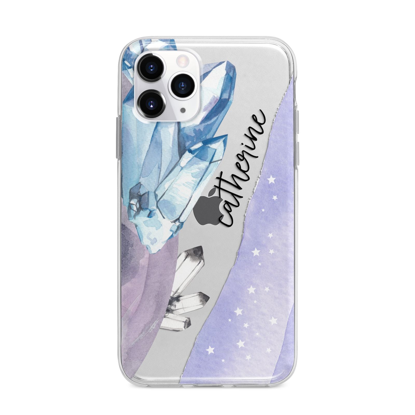 Crystals Personalised Name Apple iPhone 11 Pro Max in Silver with Bumper Case