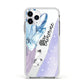Crystals Personalised Name Apple iPhone 11 Pro in Silver with White Impact Case