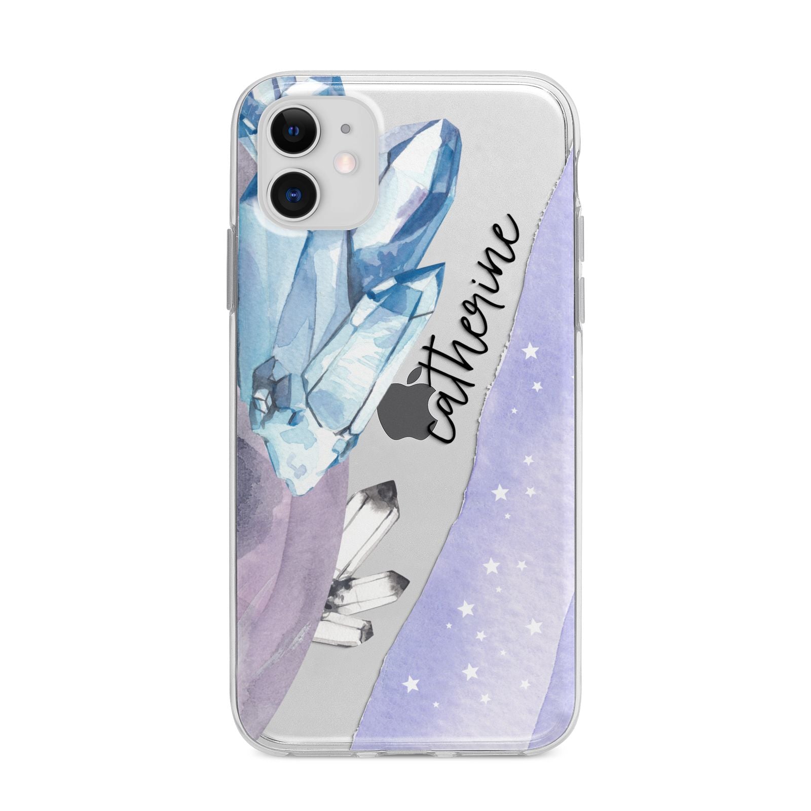 Crystals Personalised Name Apple iPhone 11 in White with Bumper Case