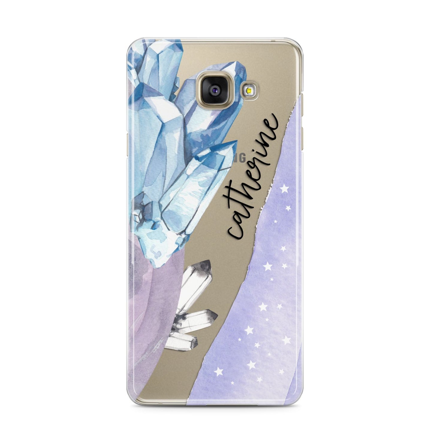 Crystals Personalised Name Samsung Galaxy A3 2016 Case on gold phone
