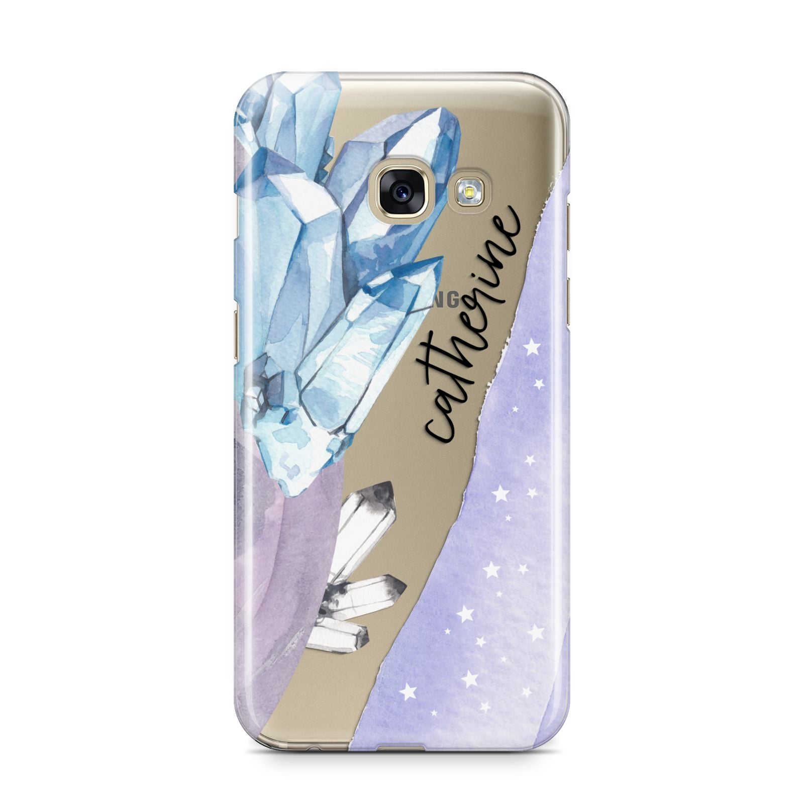 Crystals Personalised Name Samsung Galaxy A3 2017 Case on gold phone