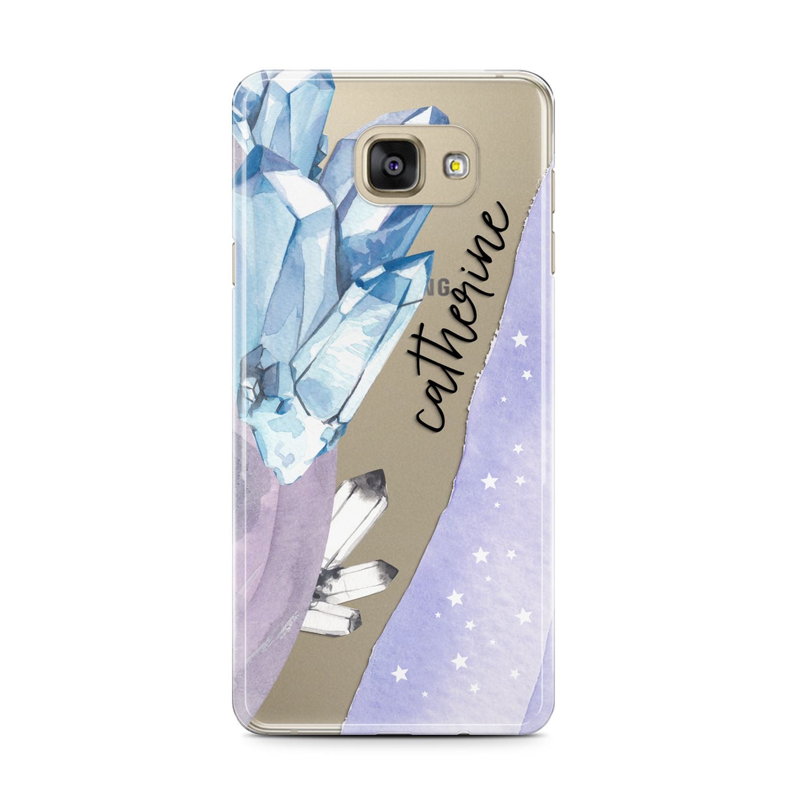 Crystals Personalised Name Samsung Galaxy A7 2016 Case on gold phone