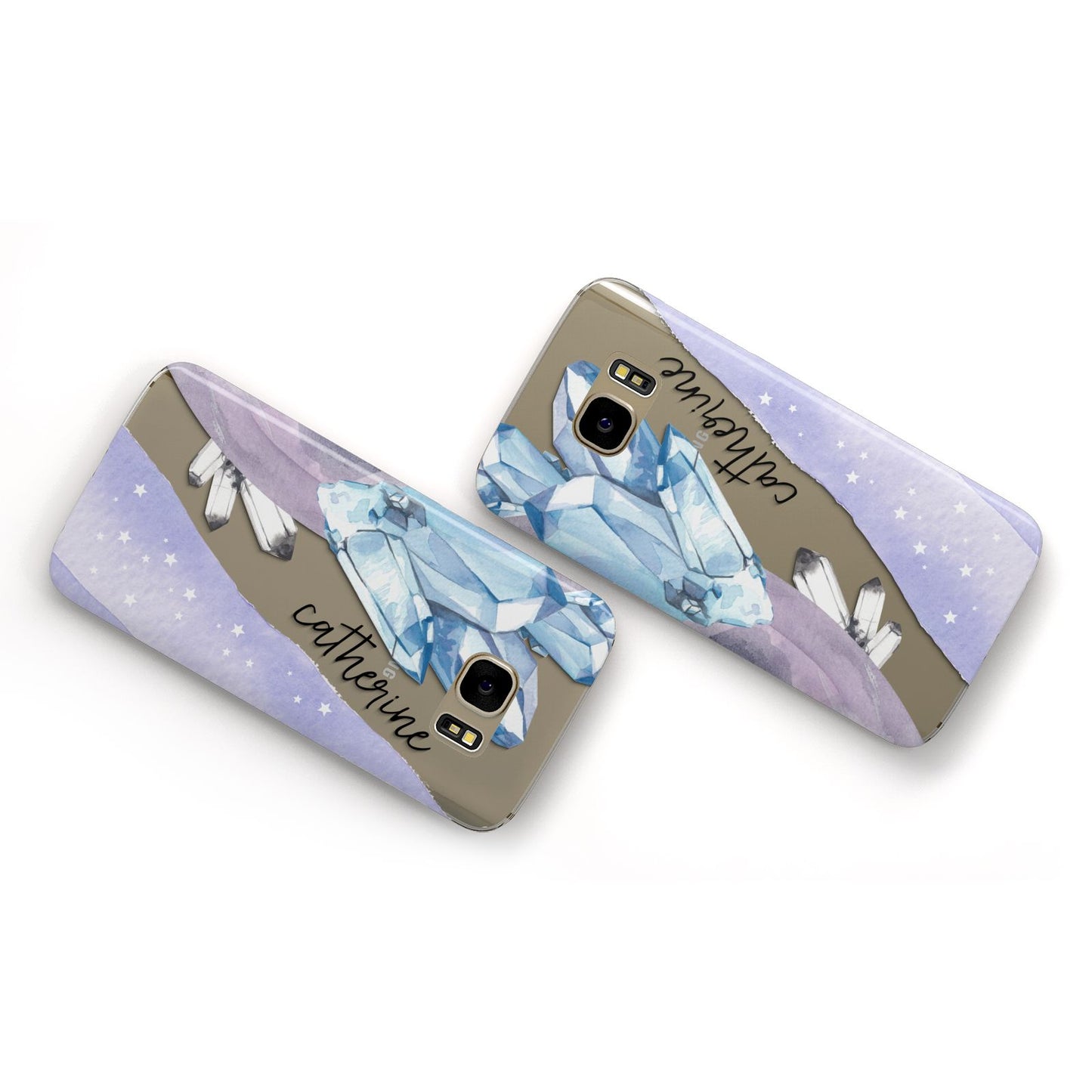 Crystals Personalised Name Samsung Galaxy Case Flat Overview