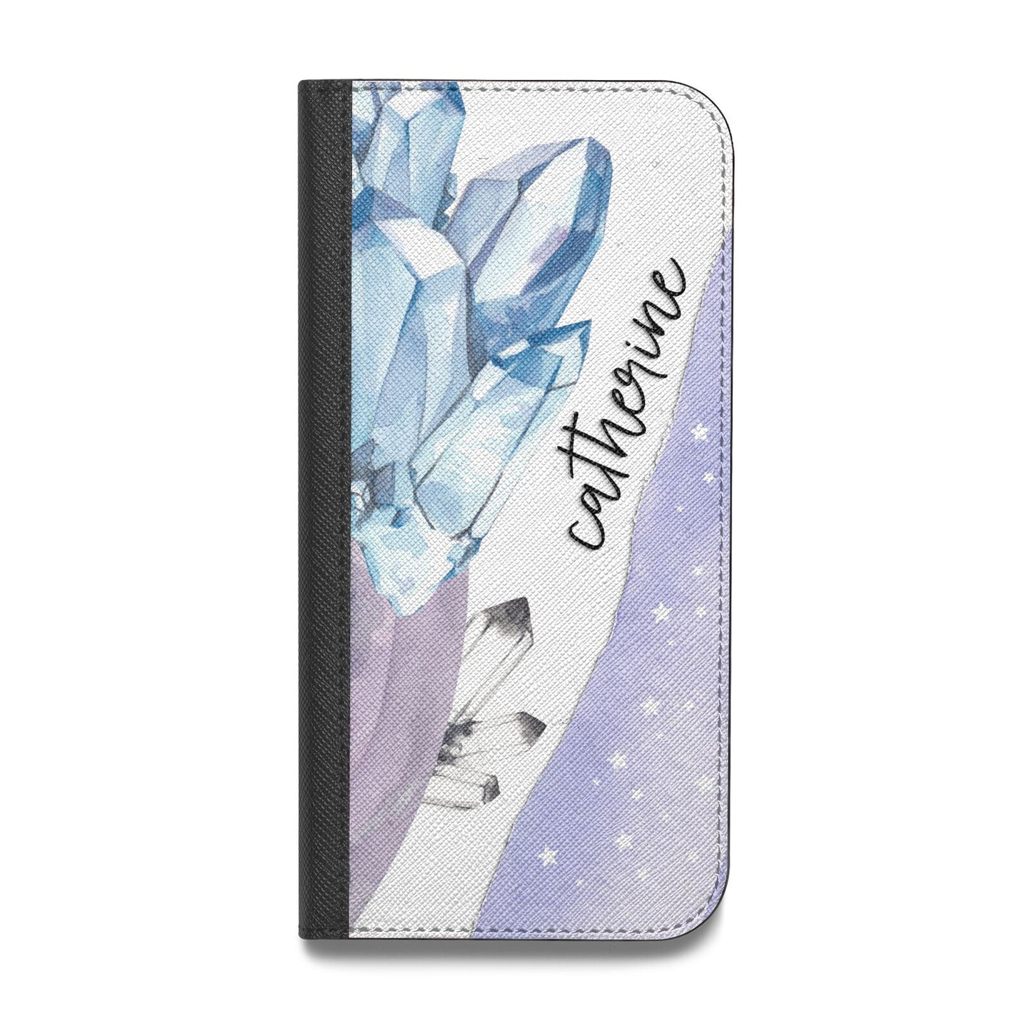 Crystals Personalised Name Vegan Leather Flip Samsung Case