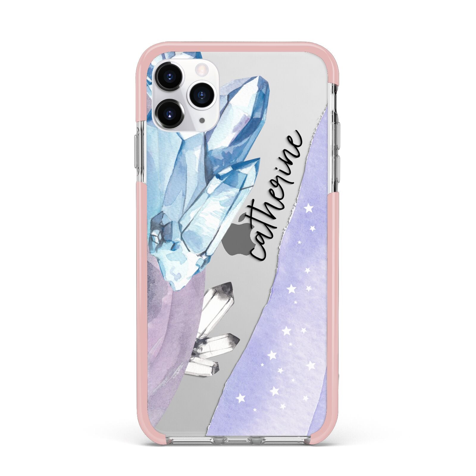 Crystals Personalised Name iPhone 11 Pro Max Impact Pink Edge Case