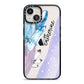 Crystals Personalised Name iPhone 13 Black Impact Case on Silver phone