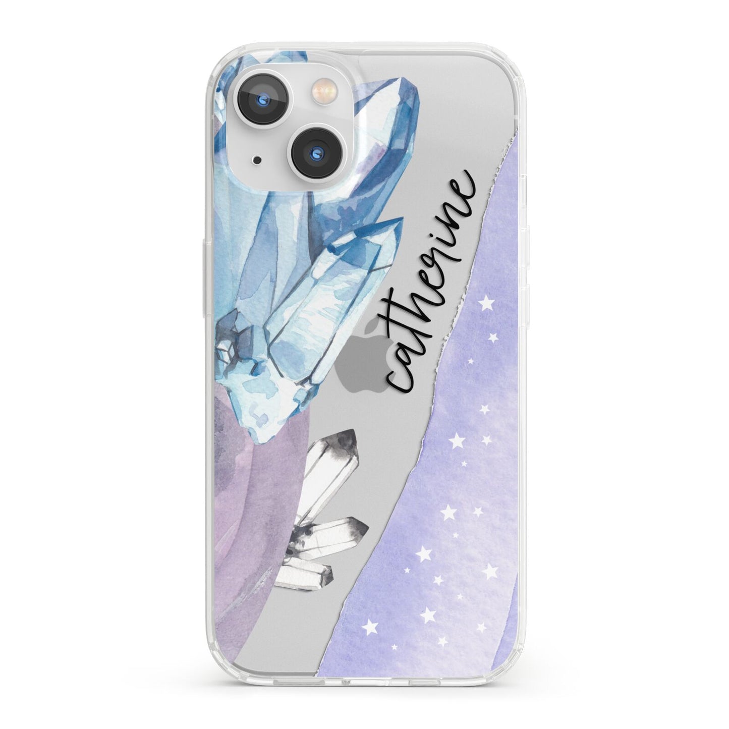 Crystals Personalised Name iPhone 13 Clear Bumper Case