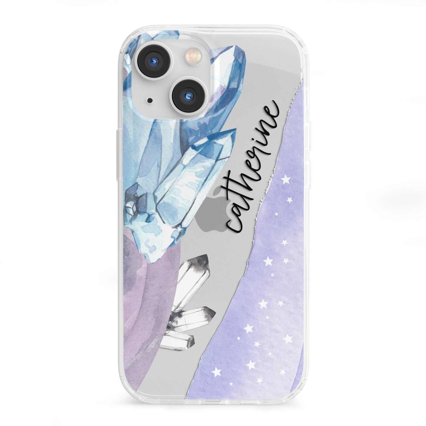 Crystals Personalised Name iPhone 13 Mini Clear Bumper Case