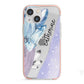 Crystals Personalised Name iPhone 13 Mini TPU Impact Case with Pink Edges