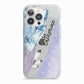 Crystals Personalised Name iPhone 13 Pro TPU Impact Case with White Edges