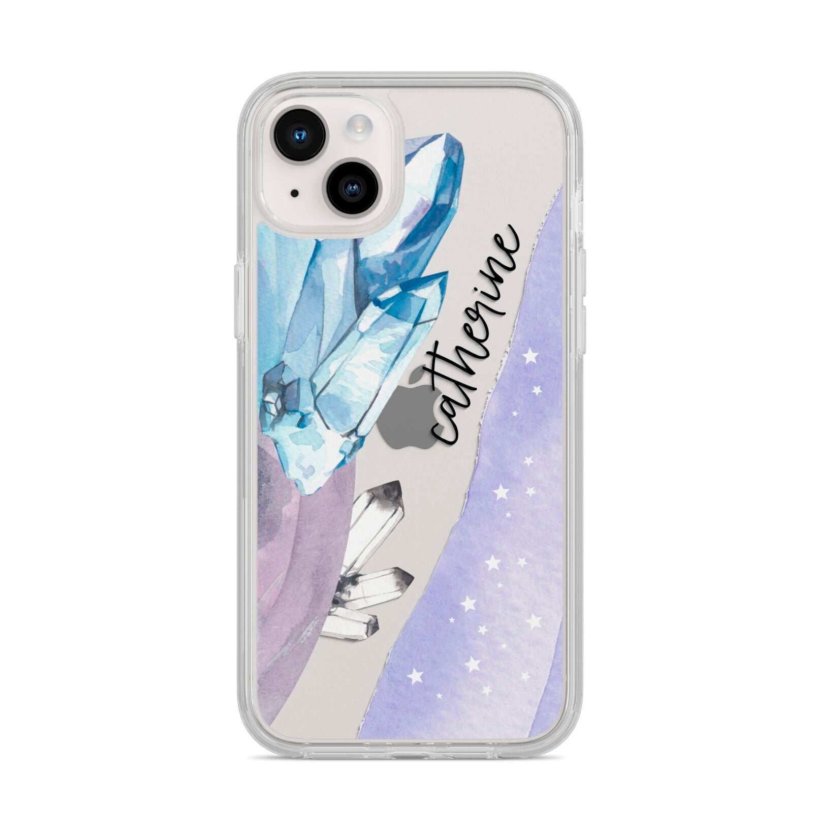 Crystals Personalised Name iPhone 14 Plus Clear Tough Case Starlight