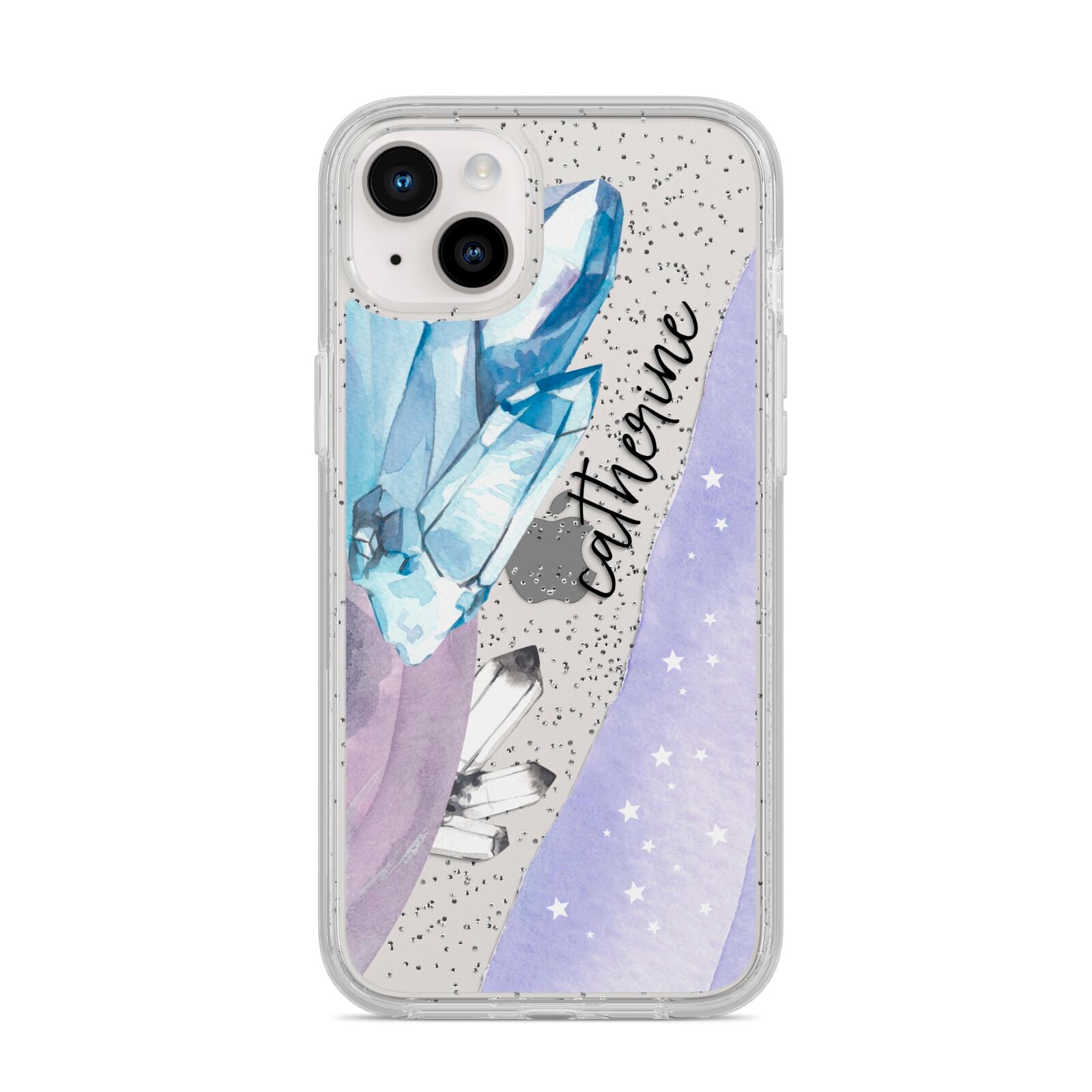 Crystals Personalised Name iPhone 14 Plus Glitter Tough Case Starlight