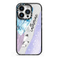 Crystals Personalised Name iPhone 14 Pro Black Impact Case on Silver phone