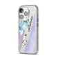 Crystals Personalised Name iPhone 14 Pro Glitter Tough Case Silver Angled Image