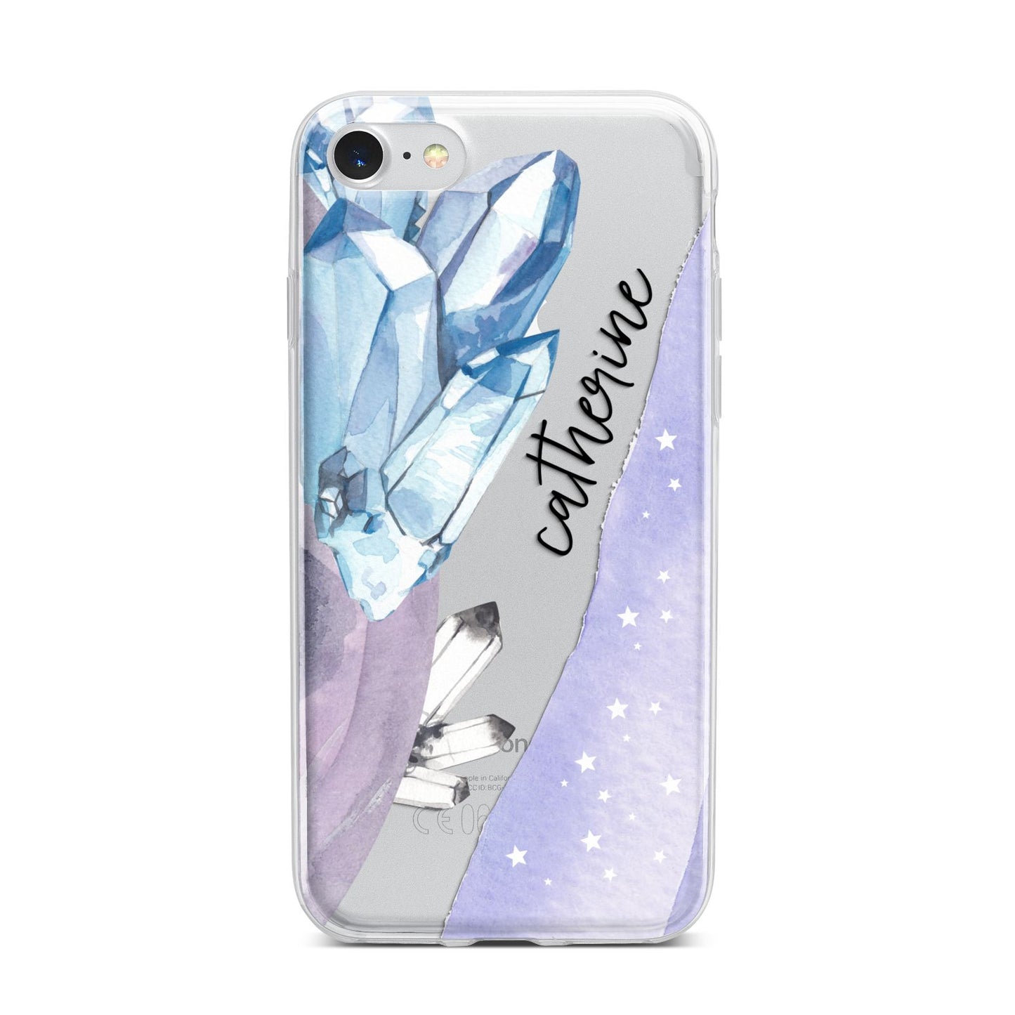 Crystals Personalised Name iPhone 7 Bumper Case on Silver iPhone