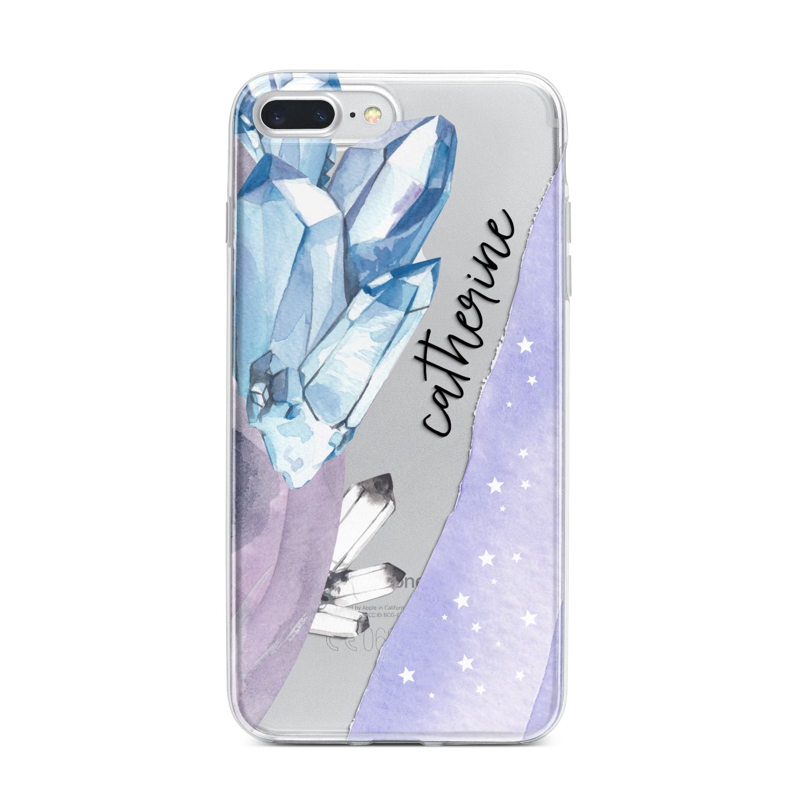 Crystals Personalised Name iPhone 7 Plus Bumper Case on Silver iPhone