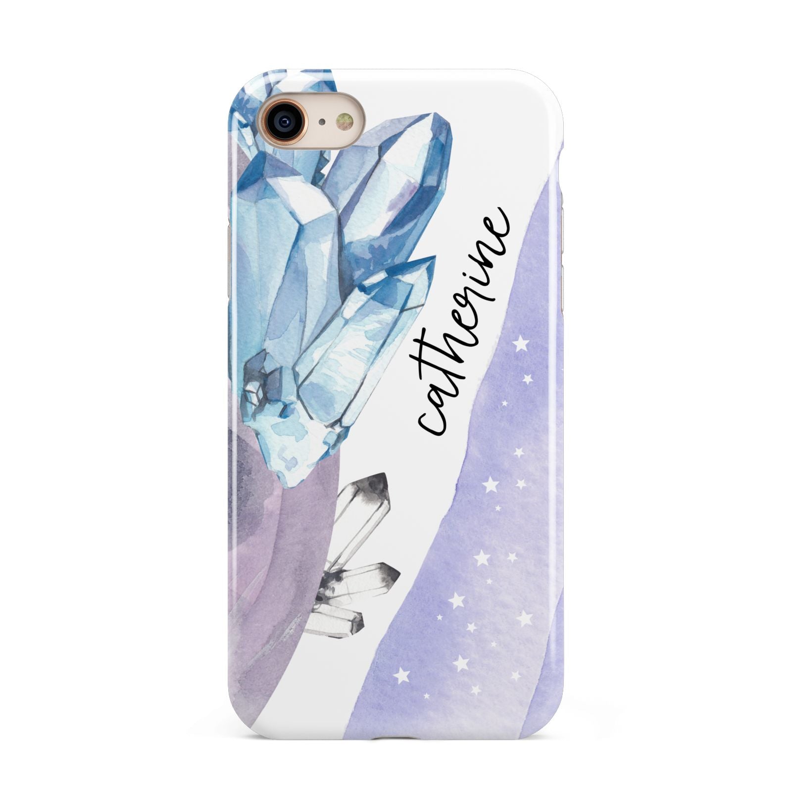 Crystals Personalised Name iPhone 8 3D Tough Case on Gold Phone