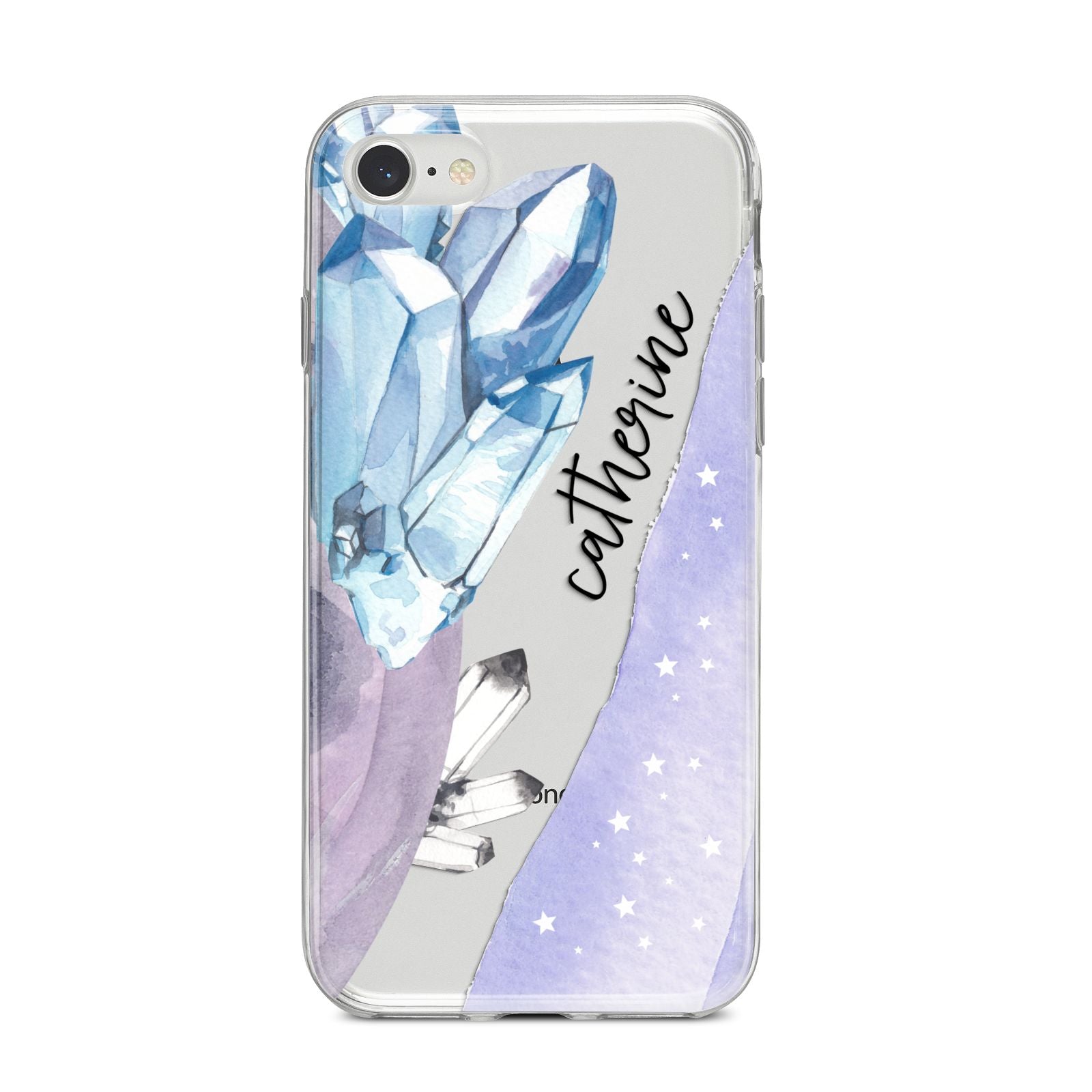 Crystals Personalised Name iPhone 8 Bumper Case on Silver iPhone