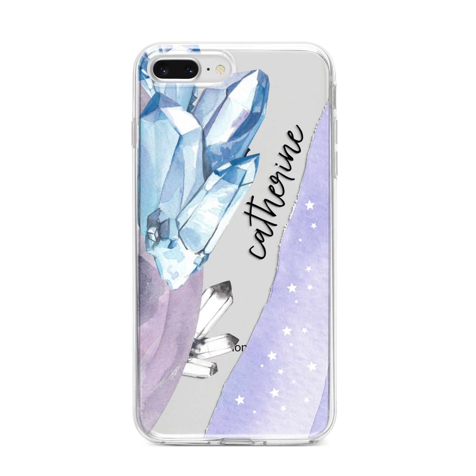 Crystals Personalised Name iPhone 8 Plus Bumper Case on Silver iPhone