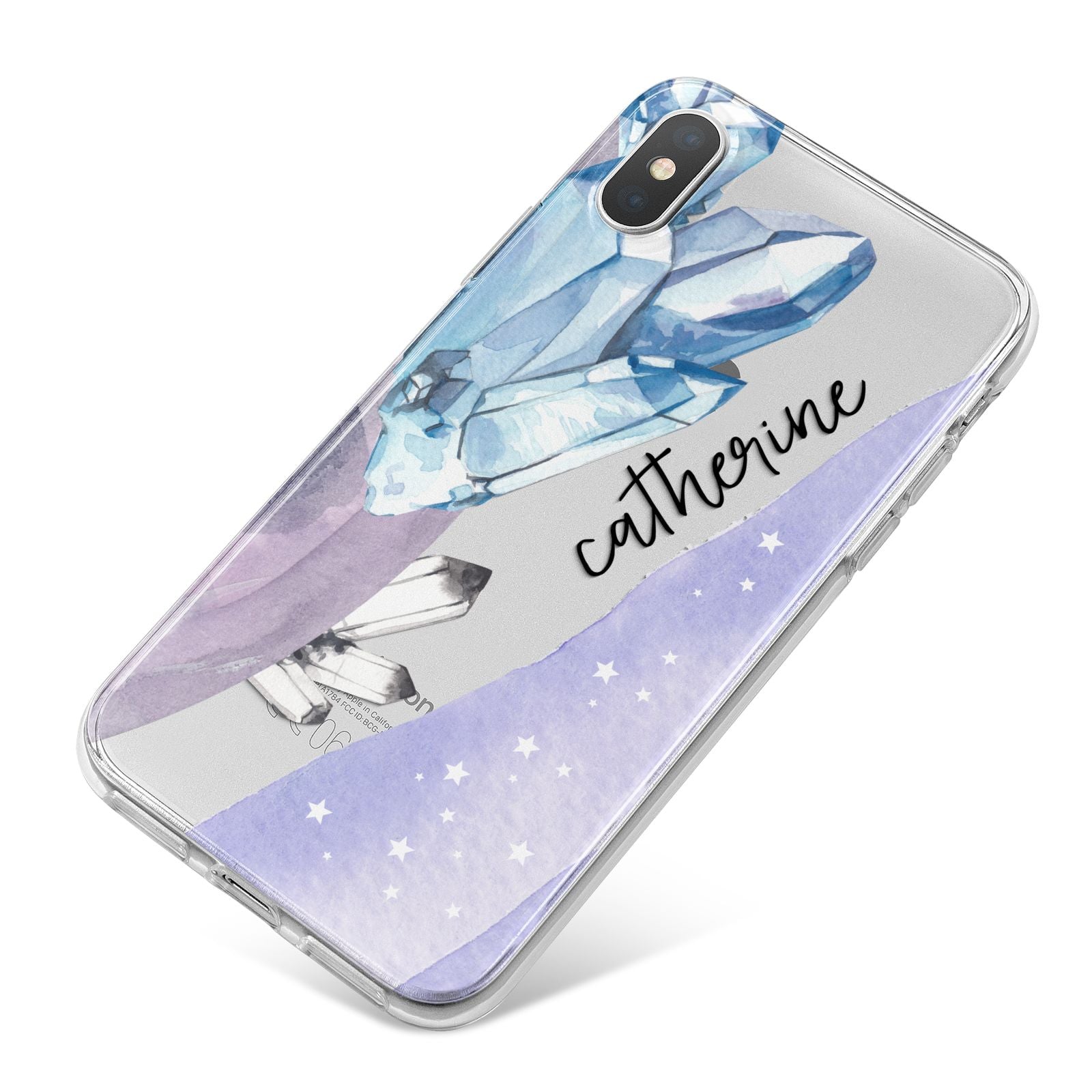 Crystals Personalised Name iPhone X Bumper Case on Silver iPhone