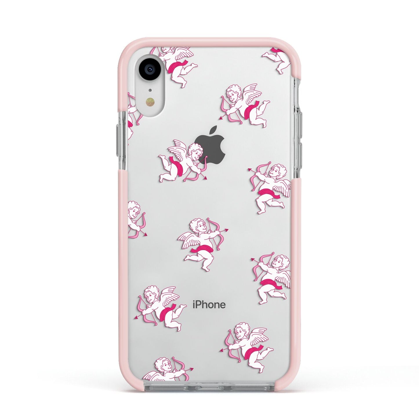 Cupid Apple iPhone XR Impact Case Pink Edge on Silver Phone