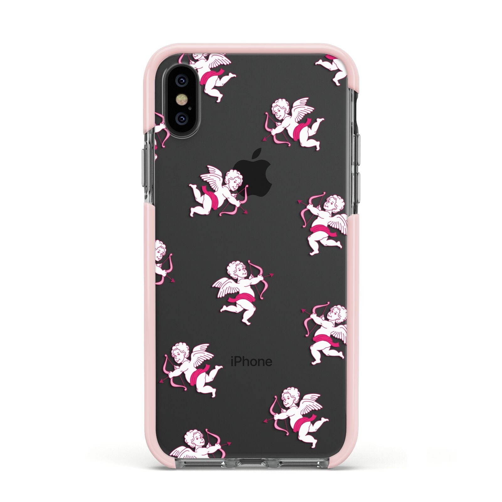 Cupid Apple iPhone Xs Impact Case Pink Edge on Black Phone