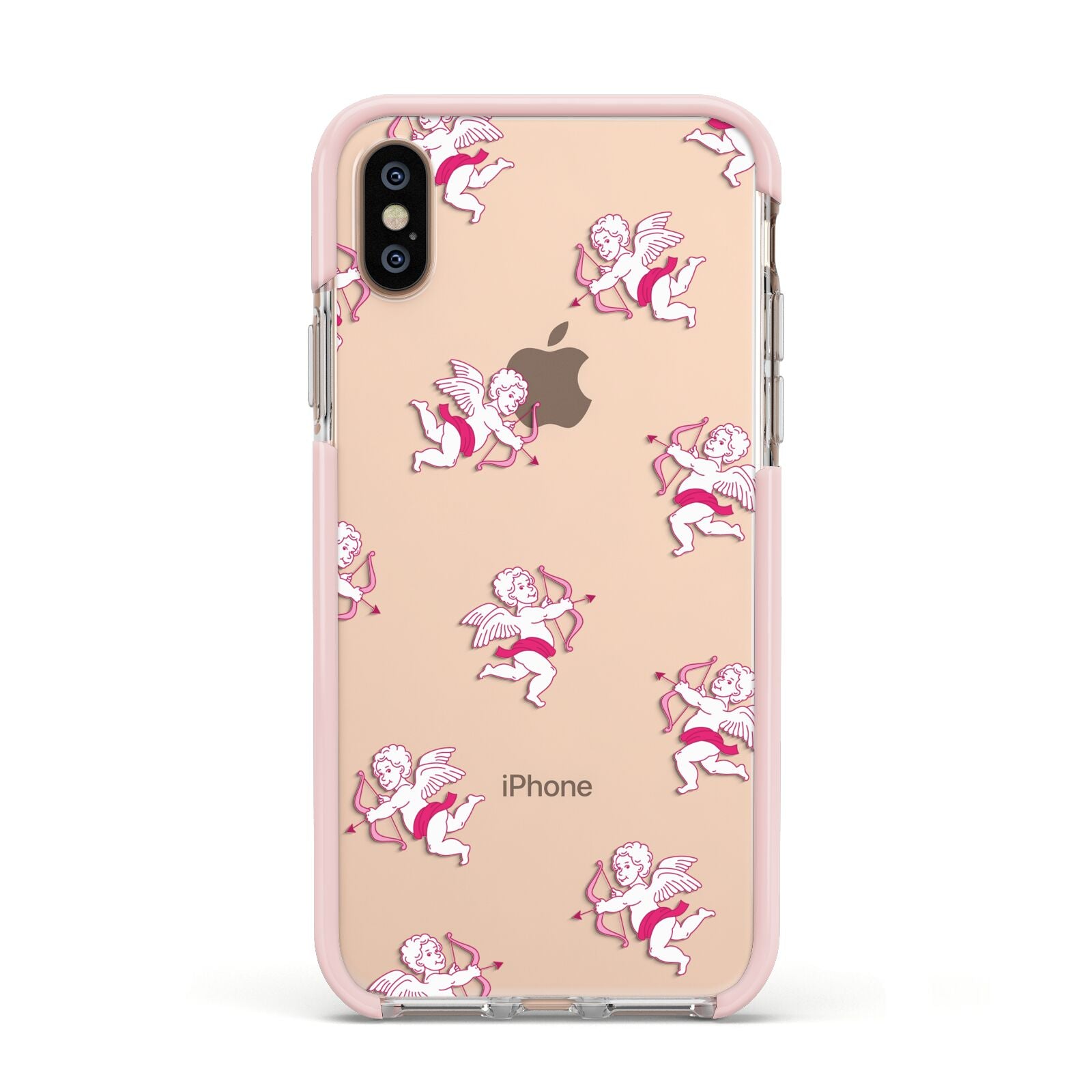 Cupid Apple iPhone Xs Impact Case Pink Edge on Gold Phone