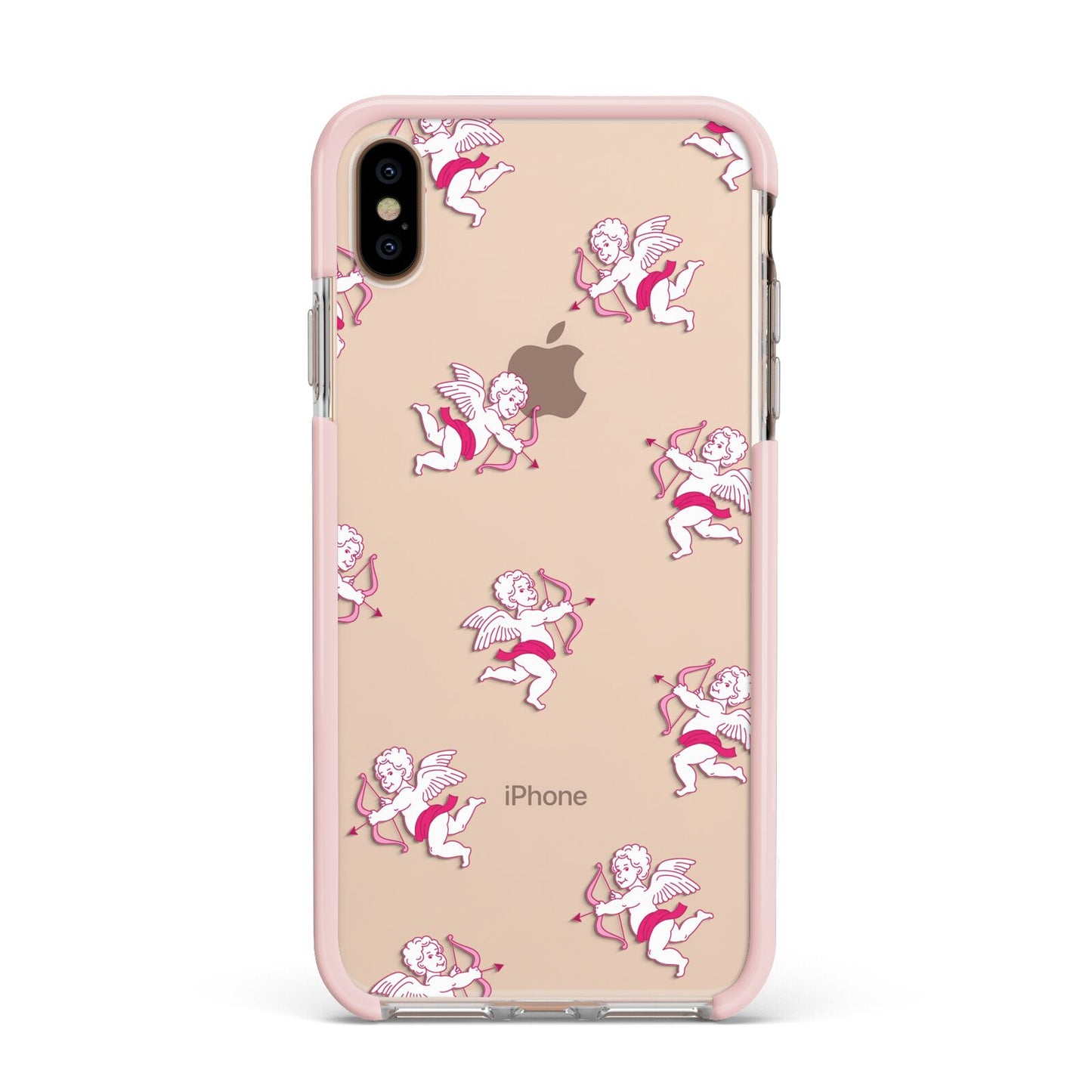 Cupid Apple iPhone Xs Max Impact Case Pink Edge on Gold Phone