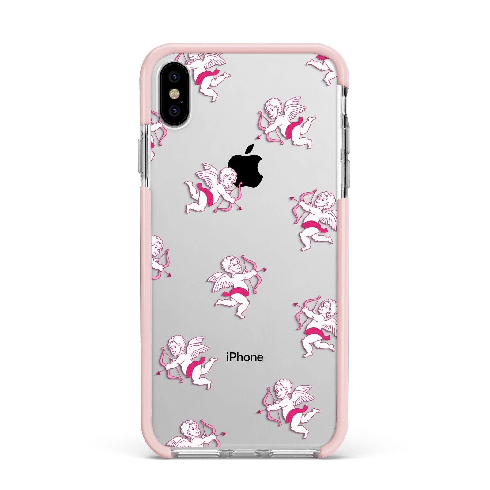 Cupid Apple iPhone Xs Max Impact Case Pink Edge on Silver Phone
