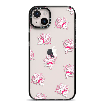 Cupid iPhone 14 Plus Black Impact Case on Silver phone