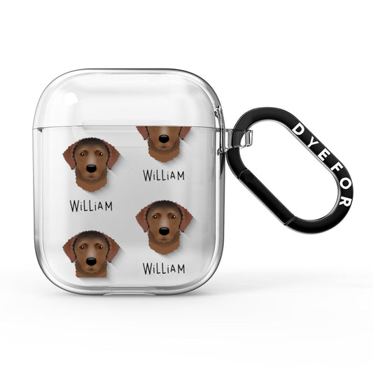 Curly Coated Retriever Icon with Name AirPods Clear Case