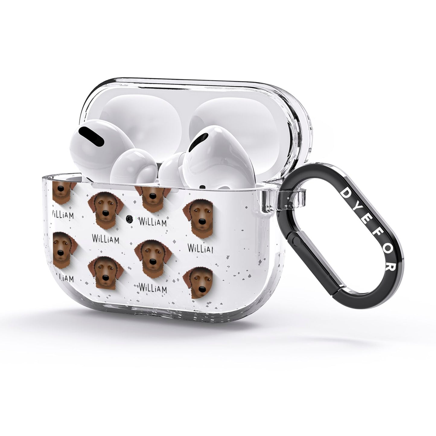 Curly Coated Retriever Icon with Name AirPods Glitter Case 3rd Gen Side Image