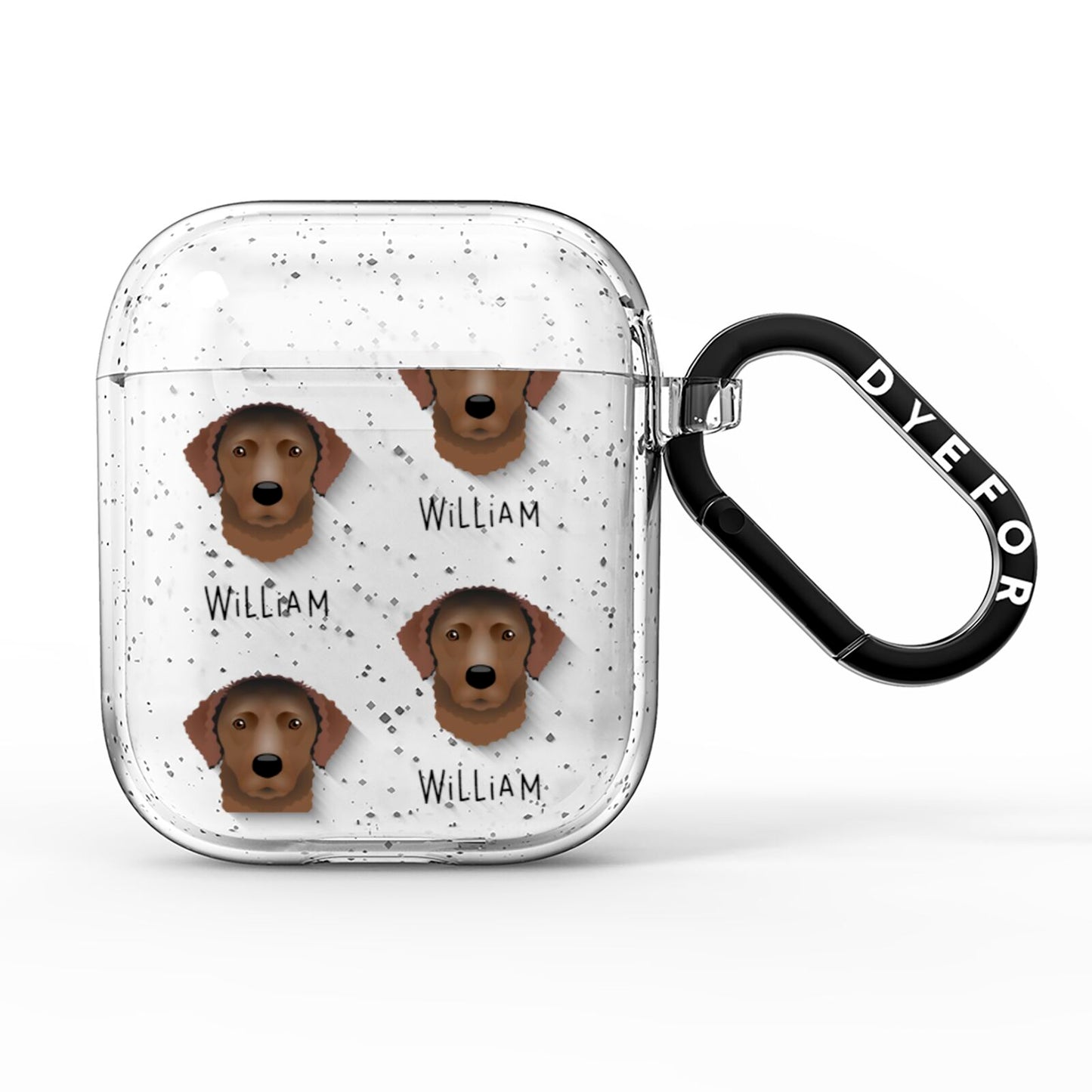 Curly Coated Retriever Icon with Name AirPods Glitter Case