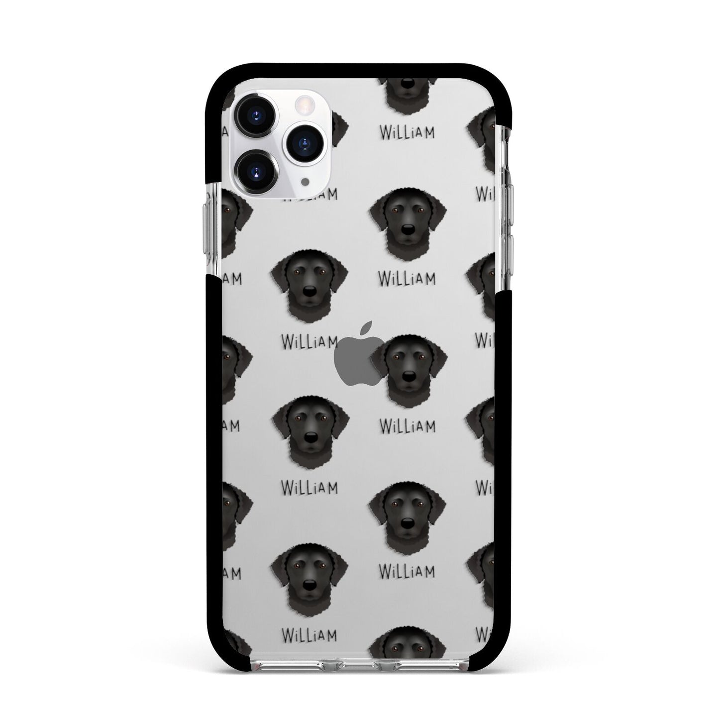 Curly Coated Retriever Icon with Name Apple iPhone 11 Pro Max in Silver with Black Impact Case