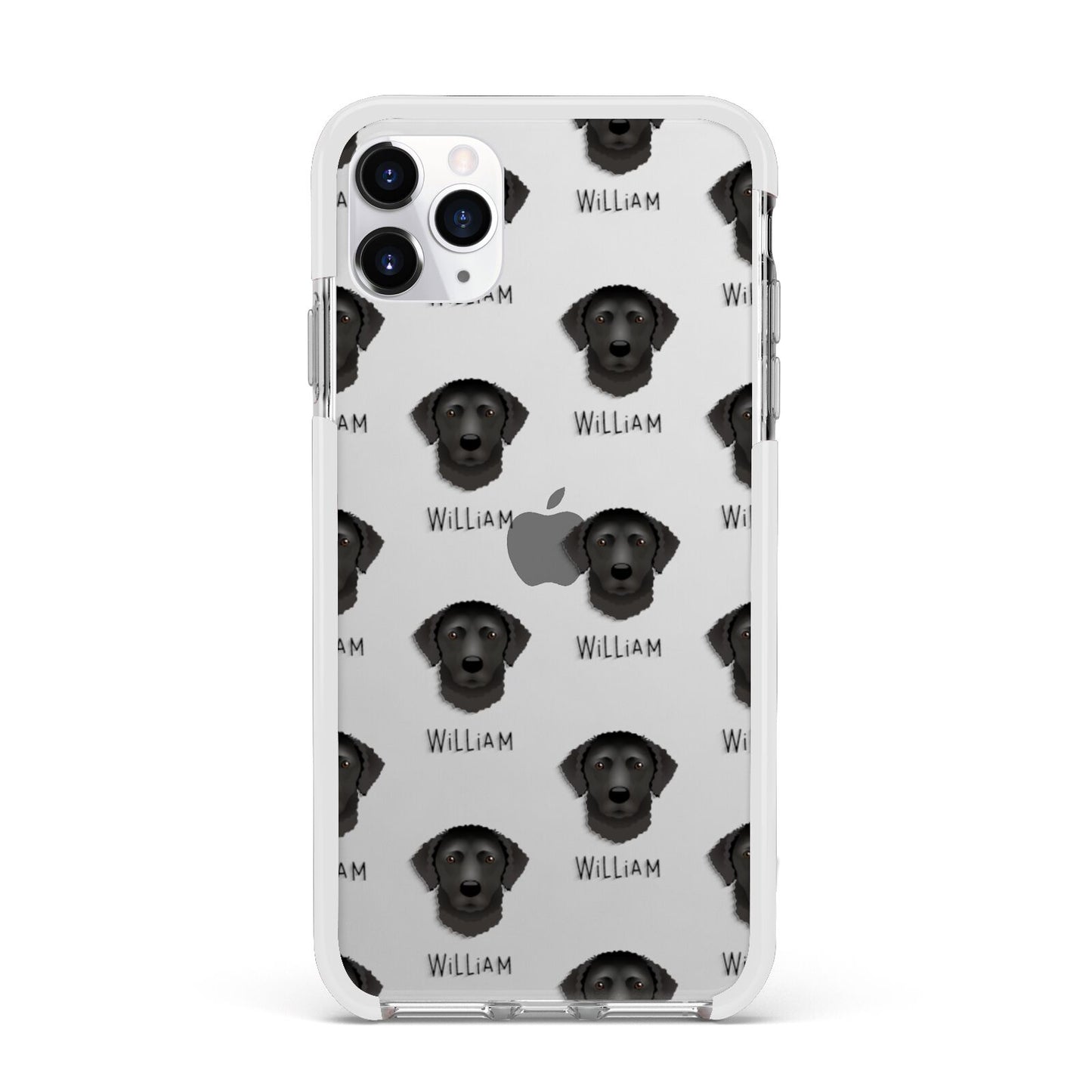 Curly Coated Retriever Icon with Name Apple iPhone 11 Pro Max in Silver with White Impact Case
