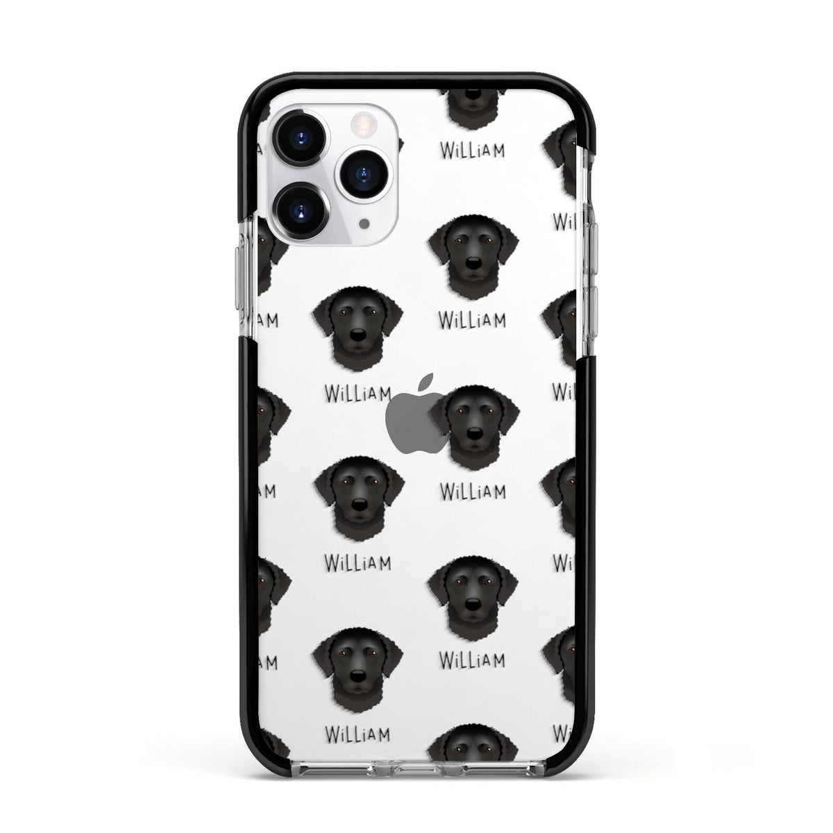 Curly Coated Retriever Icon with Name Apple iPhone 11 Pro in Silver with Black Impact Case