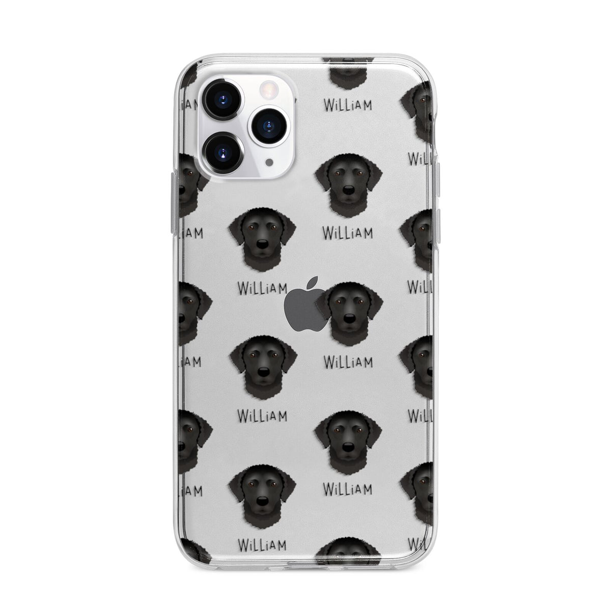 Curly Coated Retriever Icon with Name Apple iPhone 11 Pro in Silver with Bumper Case