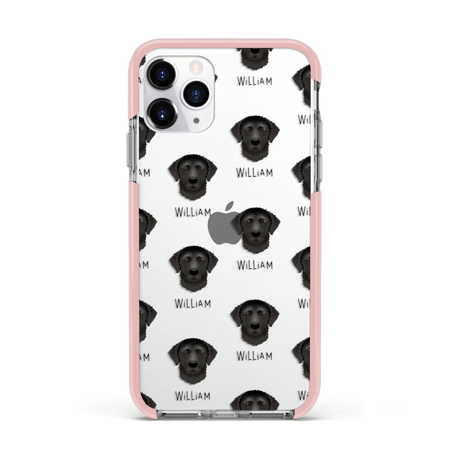 Curly Coated Retriever Icon with Name Apple iPhone 11 Pro in Silver with Pink Impact Case