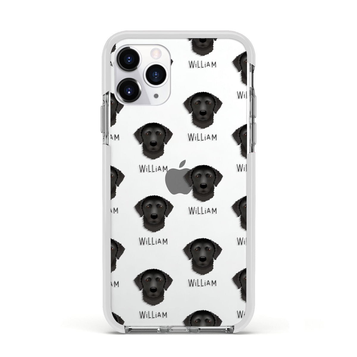 Curly Coated Retriever Icon with Name Apple iPhone 11 Pro in Silver with White Impact Case