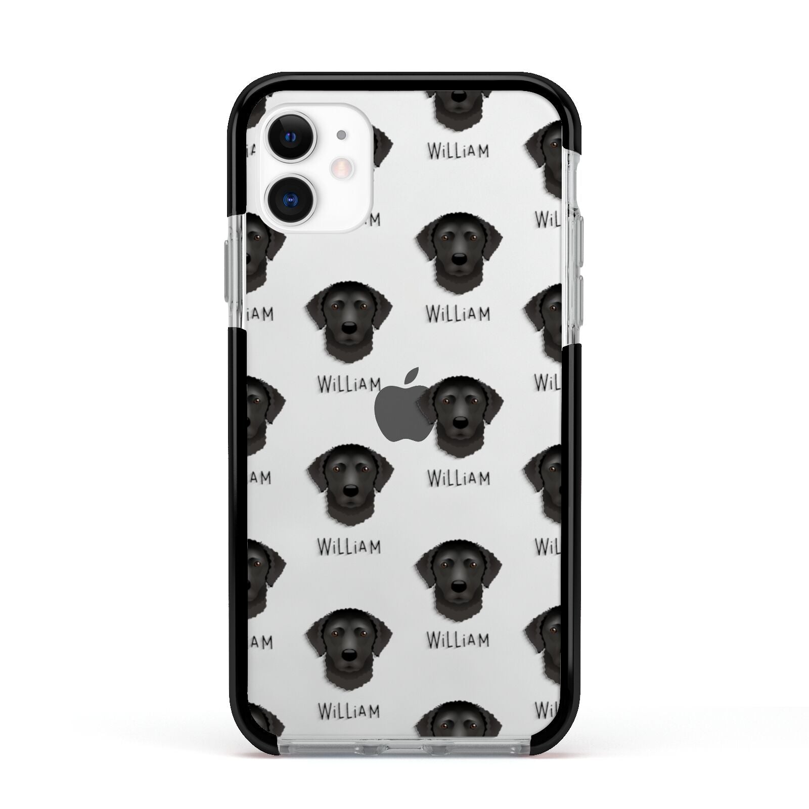 Curly Coated Retriever Icon with Name Apple iPhone 11 in White with Black Impact Case