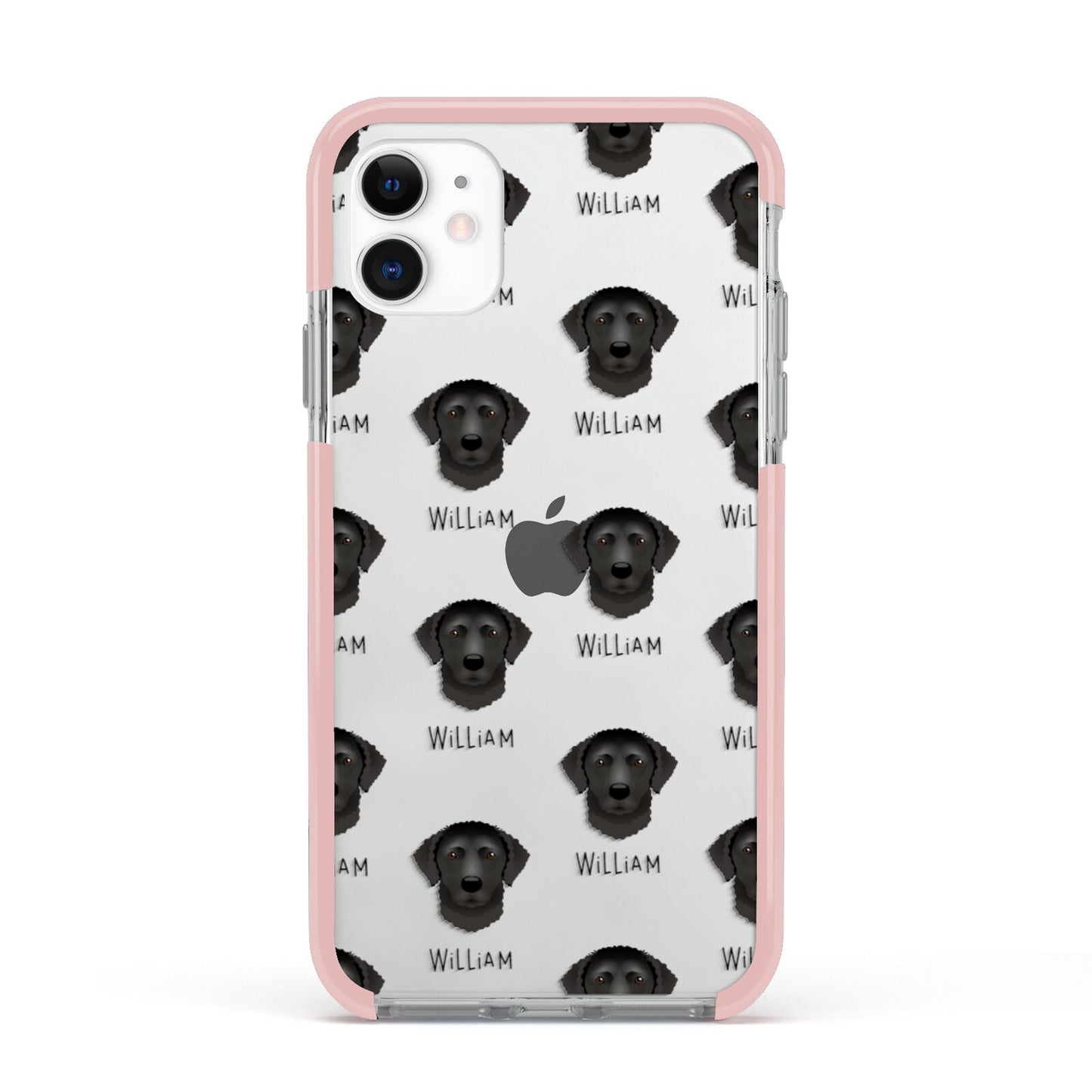 Curly Coated Retriever Icon with Name Apple iPhone 11 in White with Pink Impact Case