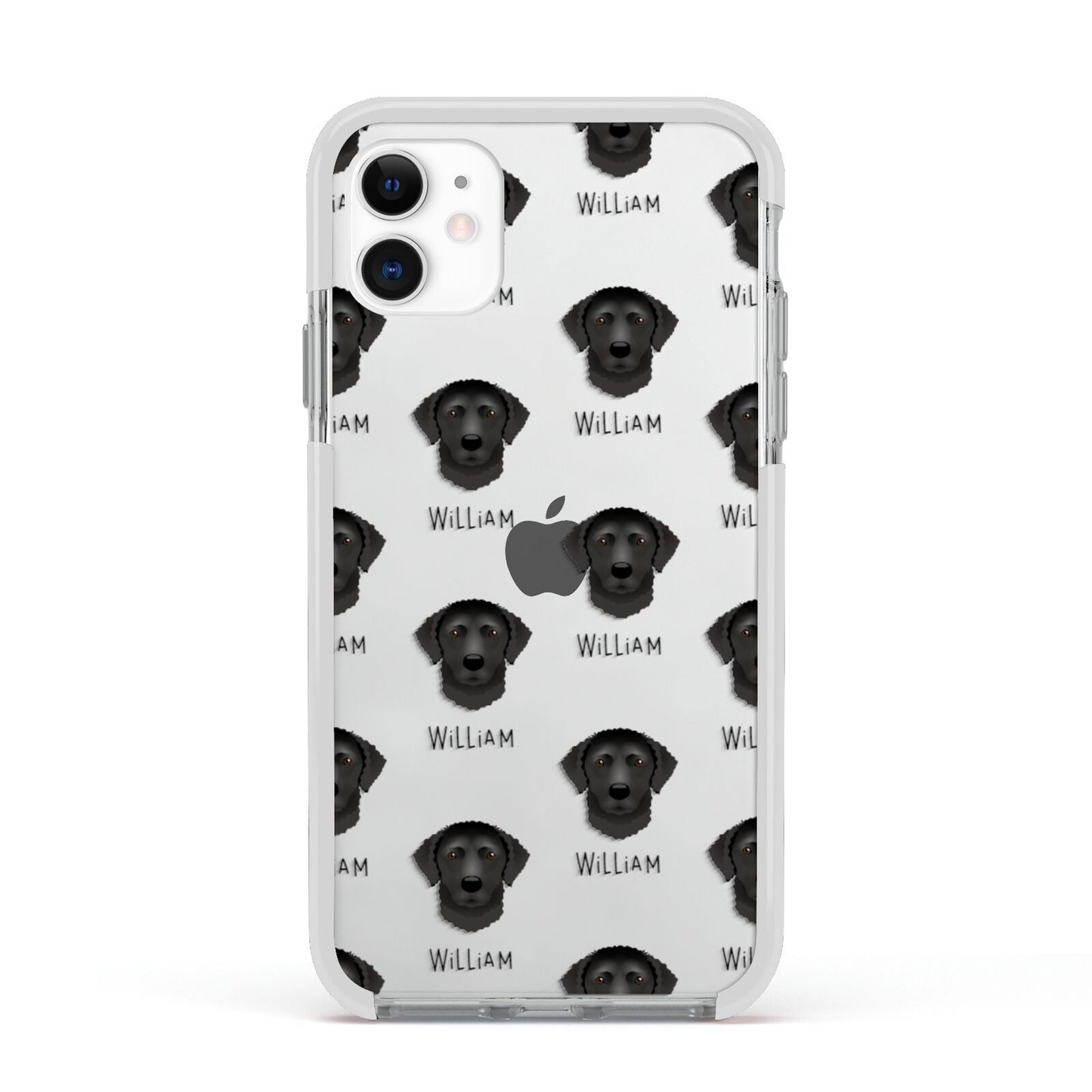 Curly Coated Retriever Icon with Name Apple iPhone 11 in White with White Impact Case