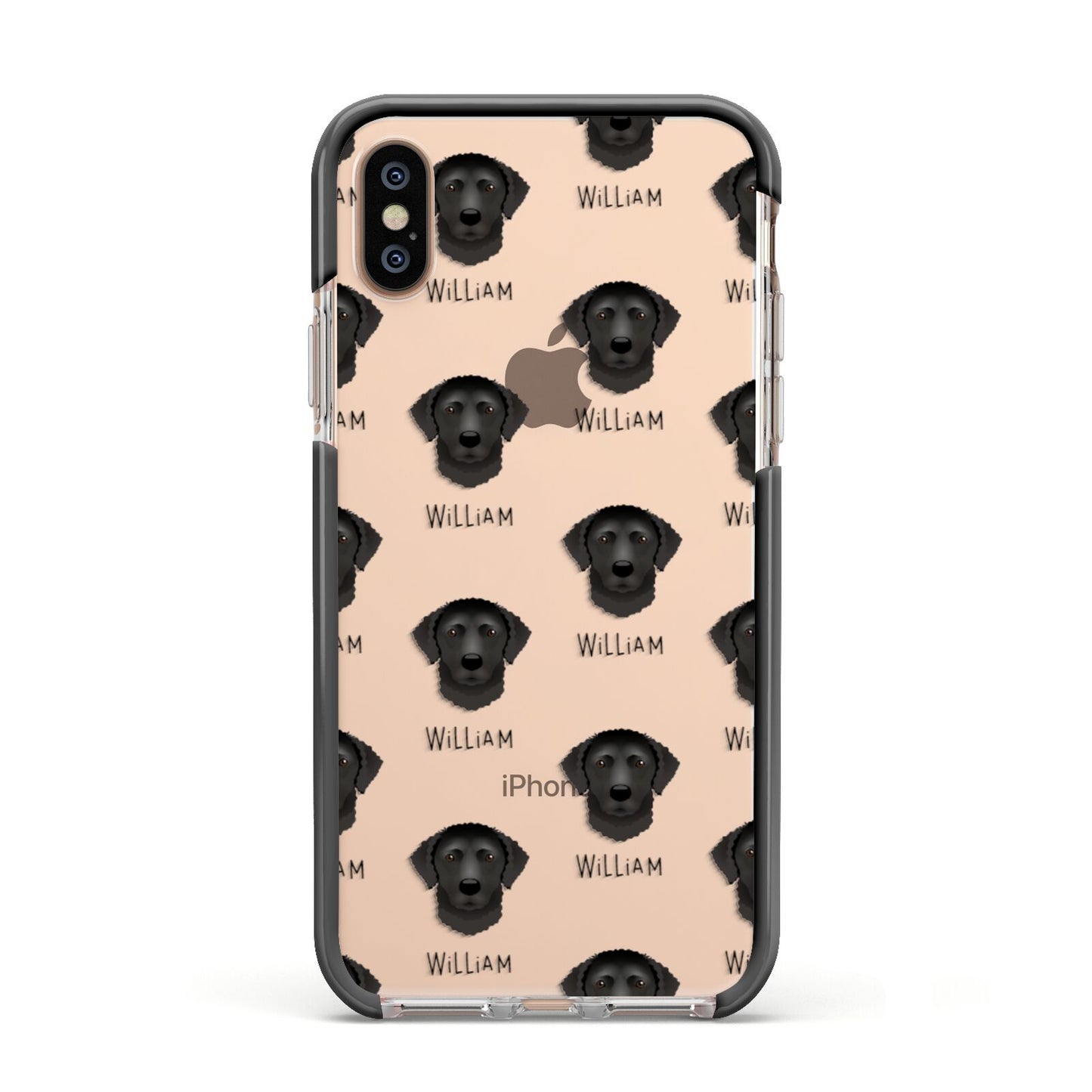 Curly Coated Retriever Icon with Name Apple iPhone Xs Impact Case Black Edge on Gold Phone