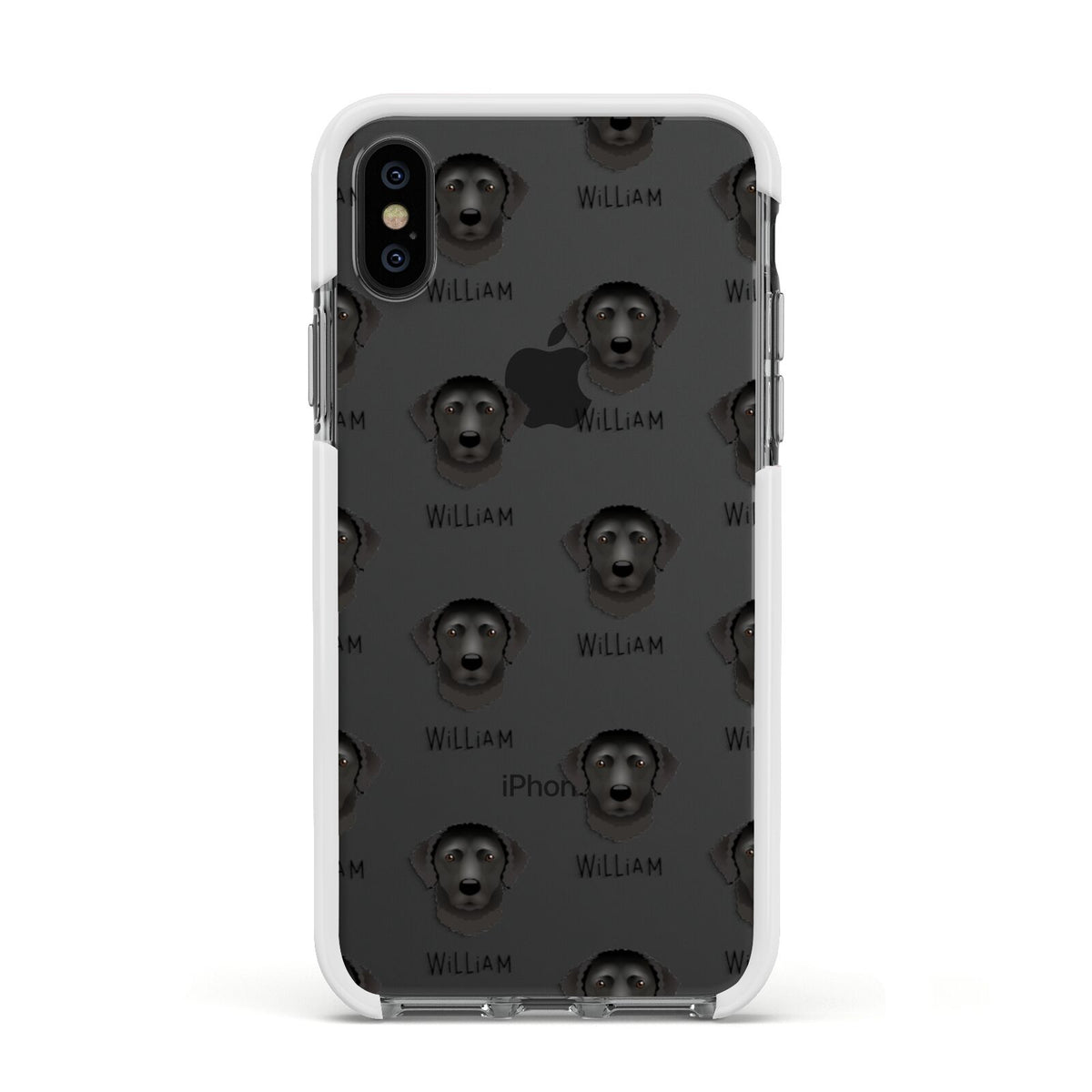 Curly Coated Retriever Icon with Name Apple iPhone Xs Impact Case White Edge on Black Phone