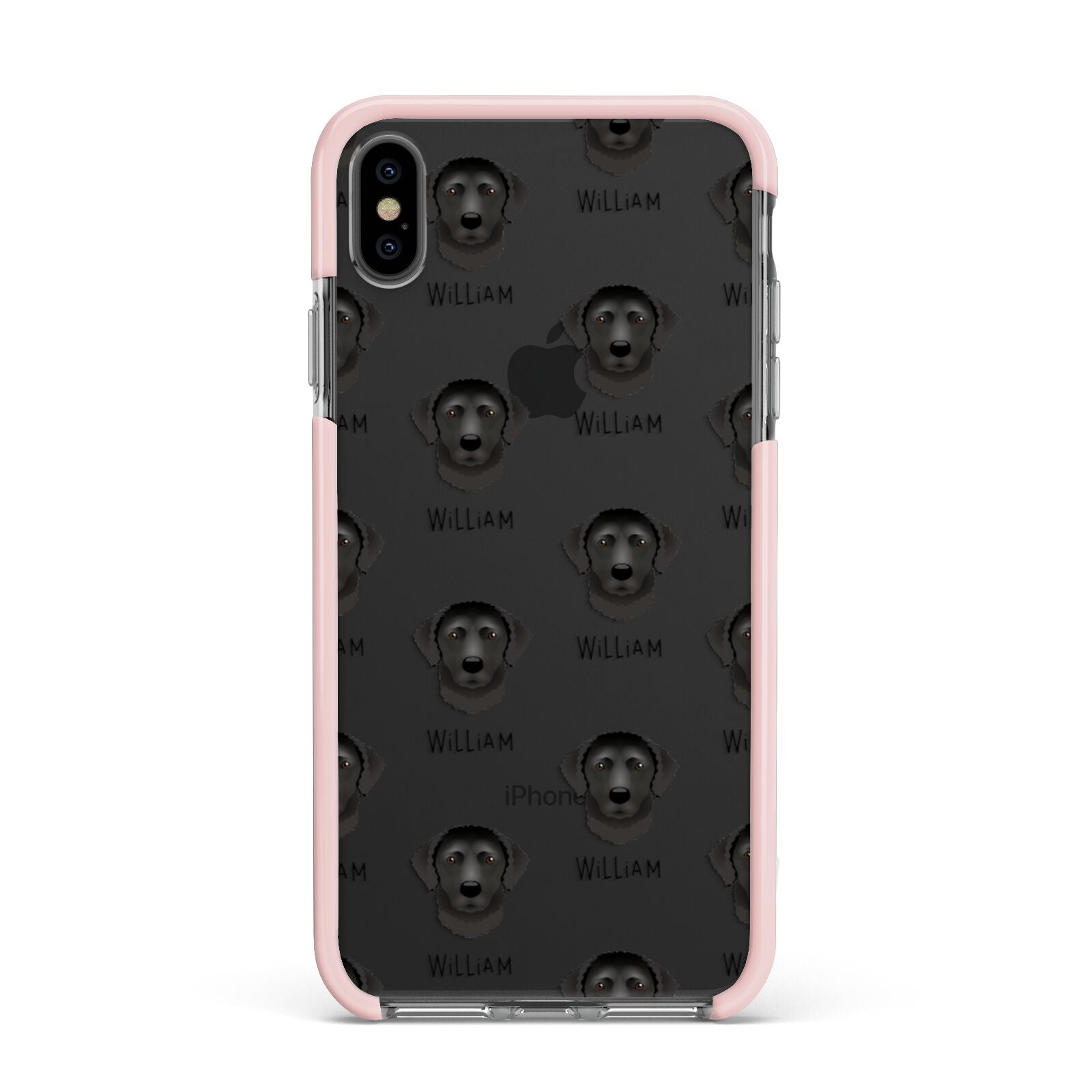 Curly Coated Retriever Icon with Name Apple iPhone Xs Max Impact Case Pink Edge on Black Phone