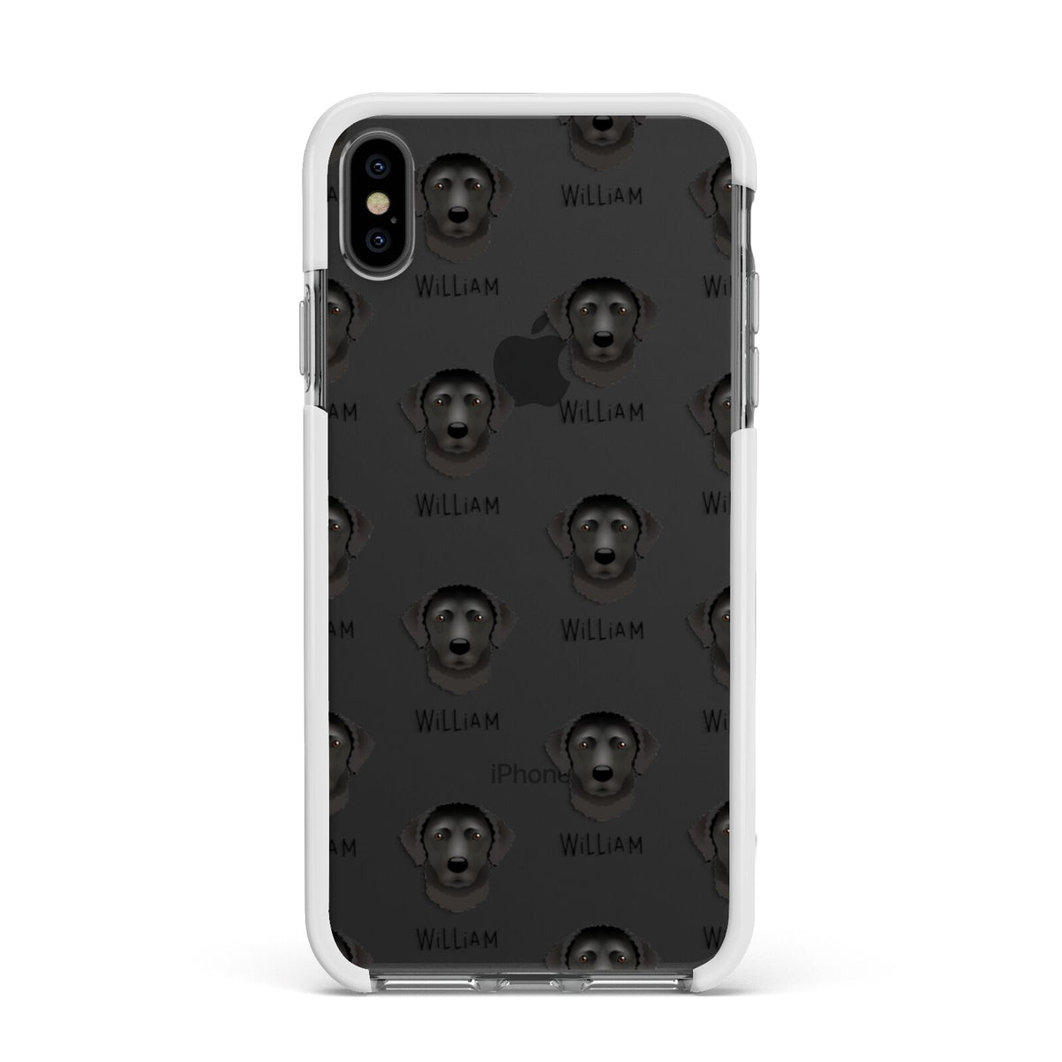 Curly Coated Retriever Icon with Name Apple iPhone Xs Max Impact Case White Edge on Black Phone