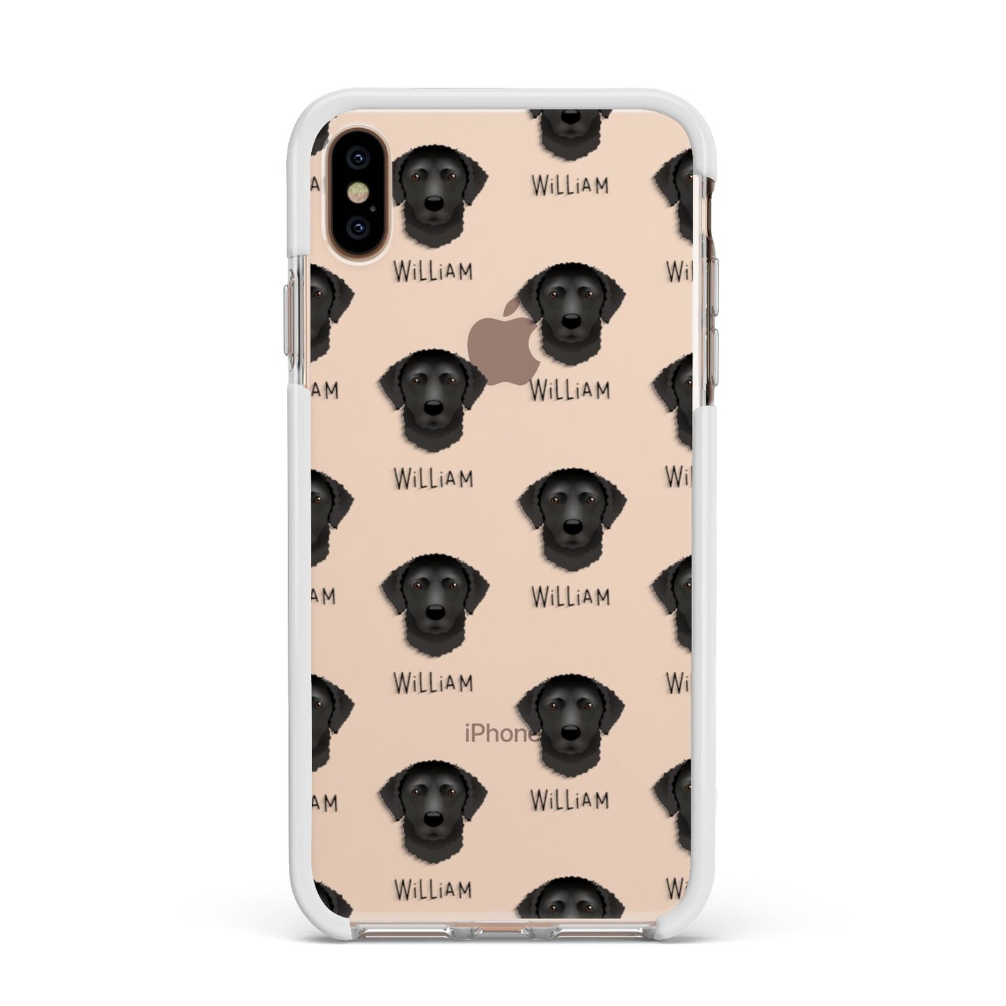 Curly Coated Retriever Icon with Name Apple iPhone Xs Max Impact Case White Edge on Gold Phone