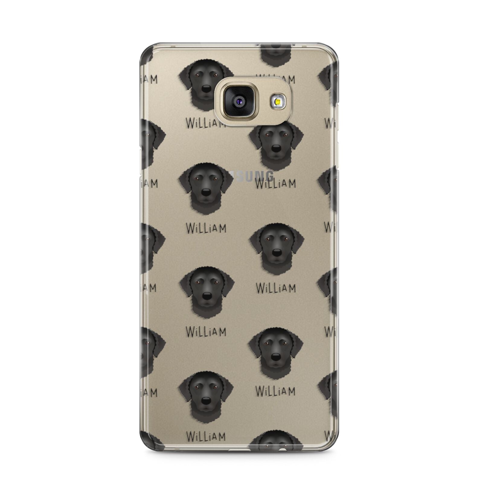 Curly Coated Retriever Icon with Name Samsung Galaxy A5 2016 Case on gold phone
